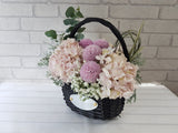 Pink Hydrangeas Flower Basket - BK948