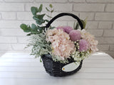 Pink Hydrangeas Flower Basket - BK948