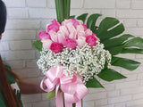 Romance Rose & Baby Breath Tall Vase - VS051