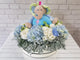 pure seed nb120 + Hydrangeas and Eustomas with a Musical Soft Toy + new born arrangement