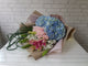 pure seed bq601 2 blue hydrangeas + 20 light pink roses + 4 pink lilies flower bouquet