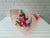 pure seed bq593 hot pink roses + pink eustomas + eucalyptus leaves hand bouquet