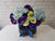 pure seed bk842 pastel blue hydrangeas + dark purple & white eustomas table flower arrangement