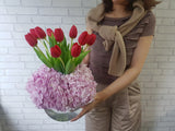 Bright Crimson Tulip in Vase - VS055