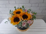 Sunflower & Rose Flower Basket - BK846