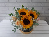 Sunflower & Rose Flower Basket - BK846