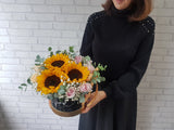 Sunflower & Rose Flower Basket - BK846