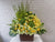pure seed bk849 snap dragon + roses + eustomas + orchids + hydrangeas basket flower arrangement