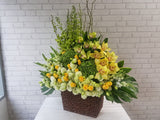 Mix Bright Rose Flower Basket - BK849
