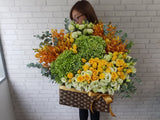 Radiance Hydrangea & Rose Flower Basket - BK852