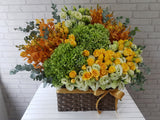 Radiance Hydrangea & Rose Flower Basket - BK852