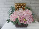 pure seed bk679 hydrangeas & roses with 24 ferrero rocher chocolates flower basket