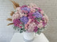 pure seed bk756 pastel pink & purple hued roses + hydrangeas + ping pongs table flower arrangement