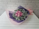pure seed bq608 light pink & purple roses hand bouquet in purple & pink wrappers