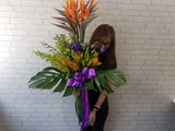 Exotic Lily & Bird of Paradise Mix Tall Vase - VS026