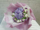 pure seed bq612 20 purple tulips + 1 pastel purple hydrangea + 10 white eustomas flower bouquet