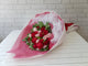 pure seed bq573 red & light pink roses hand bouquet in white & pink wrappers