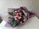 pure seed bq619 purple & pink roses + red berries + eucalyptus leaves hand bouquet