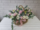 Pink Rose Eustoma Basket - BK861