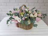 Pink Rose Eustoma Basket - BK861
