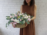 Pink Rose Eustoma Basket - BK861