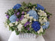 pure seed bk565 hydrangeas + eustomas + matthiolas + wax flowers huge flower basket