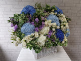 Huge Hydrangeas & Eustoma Flower Basket - BK565
