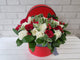 pure seed bk659 red & white roses with red berries flower box