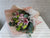 pure seed bq628 pink lilies & roses with eucalyptus leaves hand bouquet