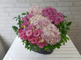 Cluster Hydrangeas Eustoma Basket - BK789