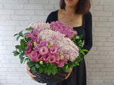Cluster Hydrangeas Eustoma Basket - BK789