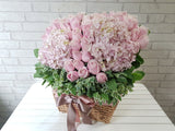 Pink Rose Flower Basket - BK886