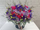 pure seed bk889 purple & pink hued hydrangeas + roses + eustomas table flower arrangement