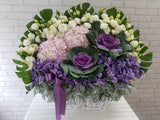 Regal Hydrangeas & Eustoma Flower Basket - BK896