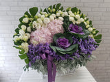 Regal Hydrangeas & Eustoma Flower Basket - BK896