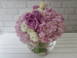 Lovely Pink Hydrangeas & Rose Vase-VS006
