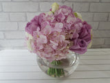 Lovely Pink Hydrangeas & Rose Vase-VS006