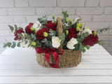 Classic Red & White Rose Basket - BK905