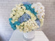 pure seed bk902 blue & white roses + pastel pink hydrangeas + white orchids + white eustomas + ping pongs huge flower box