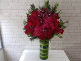 Stunning Red Rose & Hydrangeas Tall Vase - VS072
