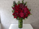 Stunning Red Rose & Hydrangeas Tall Vase - VS072