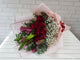 pure seed bq647 red roses & lilies with baby's breath hand bouquet