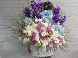 Radiance Rose & Eustoma Flower Basket - BK919