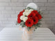 pure seed bk916 10 orange gerberas & 6 white ping pong chrysanthemums with silver leaves flower box