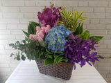 Spectrum Mokara Orchid & Rose Flower Basket - BK922