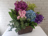 Spectrum Mokara Orchid & Rose Flower Basket - BK922
