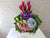 pure seed bk517 red ginger flowers + purple orchids + blue hydrangeas + white lilies + pink eustomas flower basket