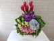 pure seed bk517 red ginger flowers + purple orchids + blue hydrangeas + white lilies + pink eustomas flower basket