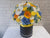 pure seed bk932 white orchids + white eustomas + blue hydrangeas + yellow roses + orange gerberas flower box