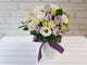 pure seed bk939 light purple & white roses + white eustomas flower box